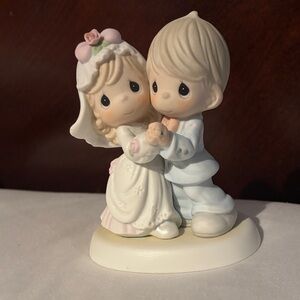 Precious Moments Wedding Couple Figurine in White and Pink